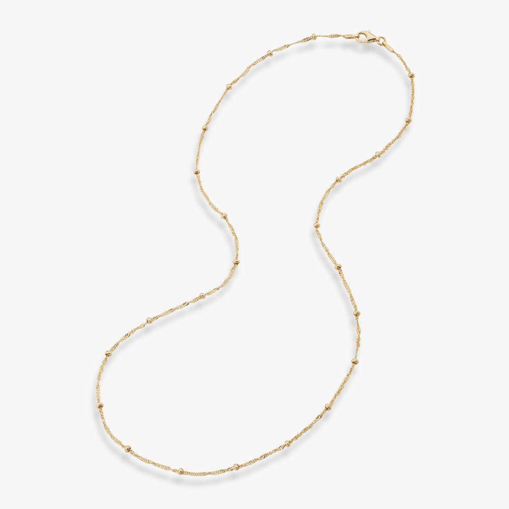 Singapore Bead Necklace in 18K Gold Over Sterling Silver