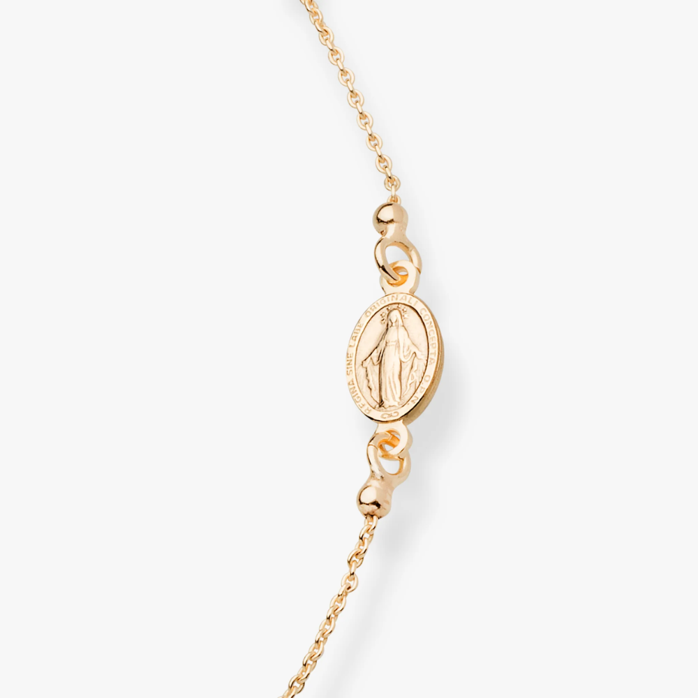 Rosary Sideways Cross Necklace in 18K Gold Over Sterling Silver
