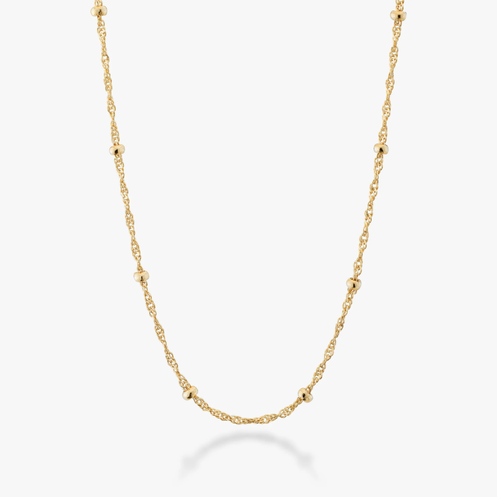 Singapore Bead Necklace in 18K Gold Over Sterling Silver
