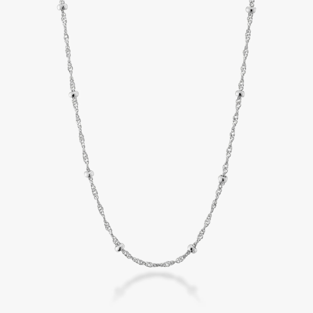 Singapore Bead Necklace in Sterling Silver