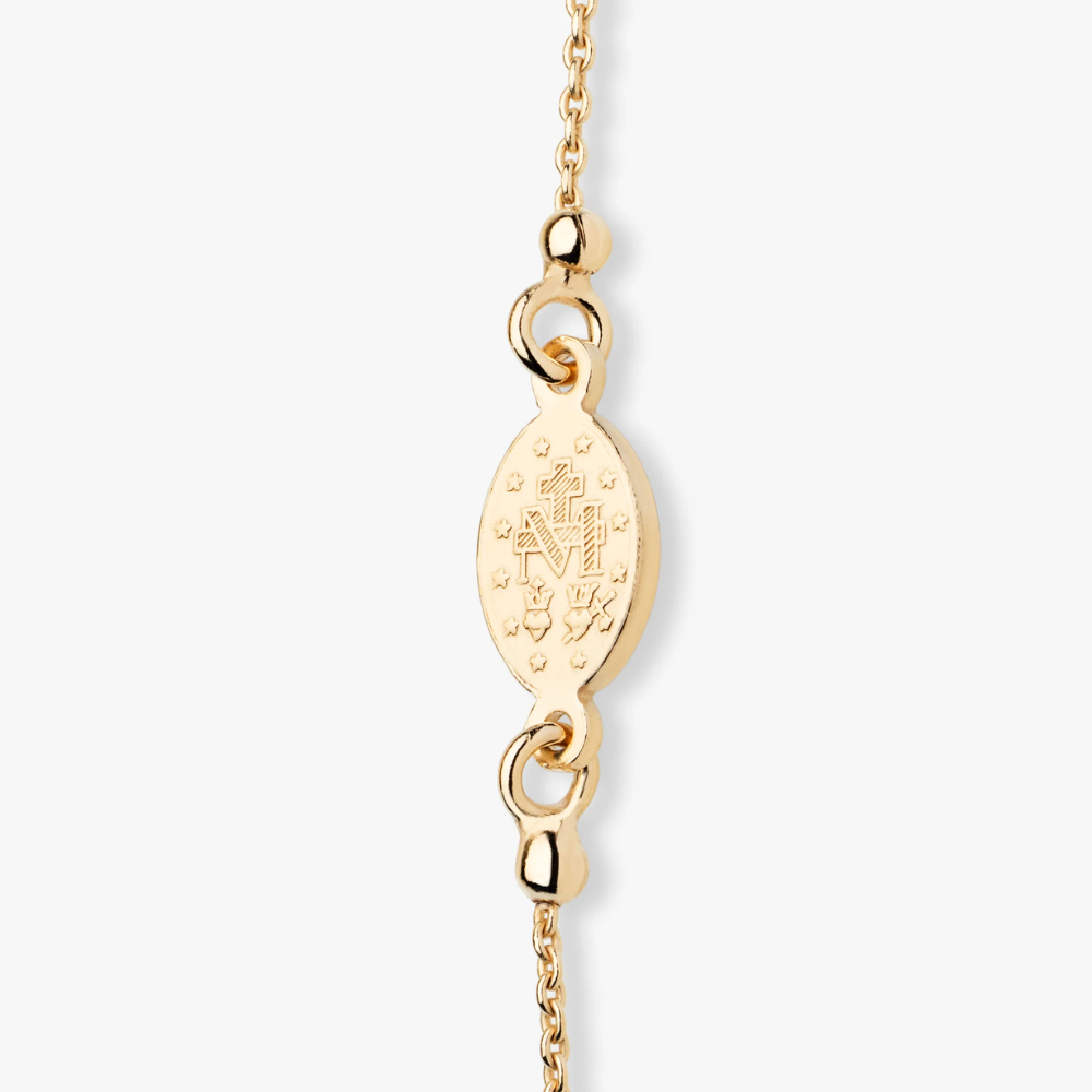 Rosary Sideways Cross Necklace in 18K Gold Over Sterling Silver