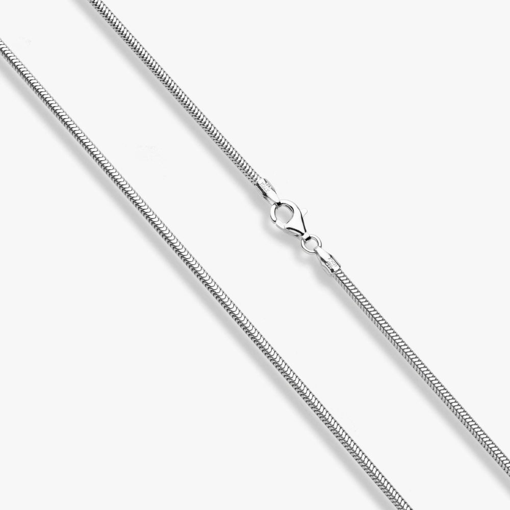 Round Snake Necklace in Sterling Silver, 2mm