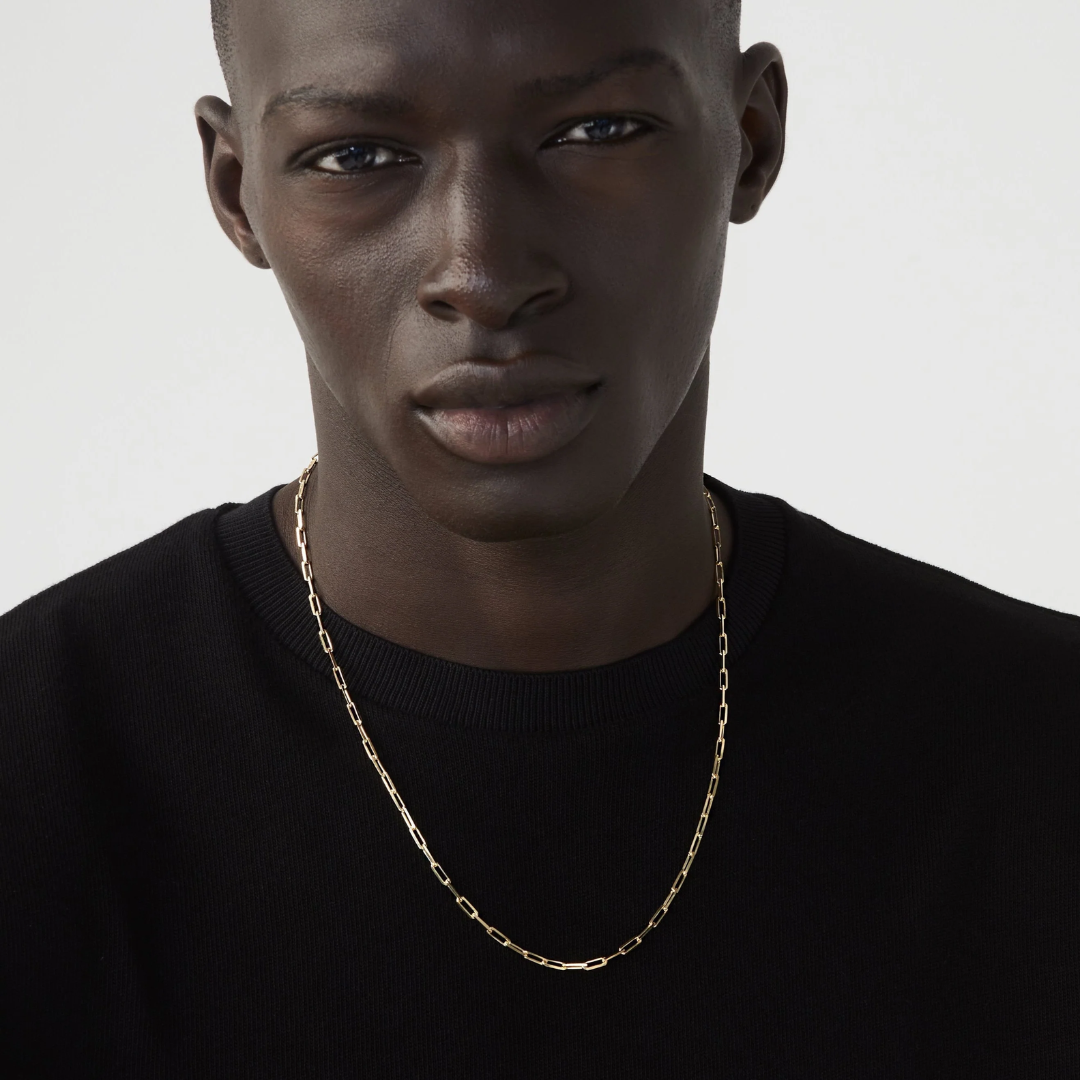 Paperclip Chain Necklace in 18K Gold, 3mm