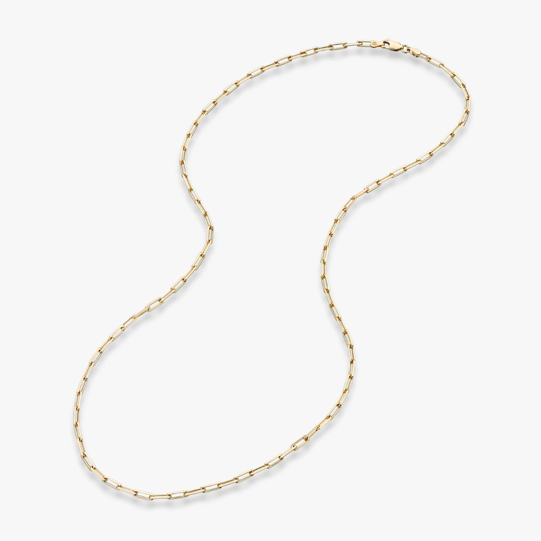Paperclip Chain Necklace in 18K Gold, 3mm