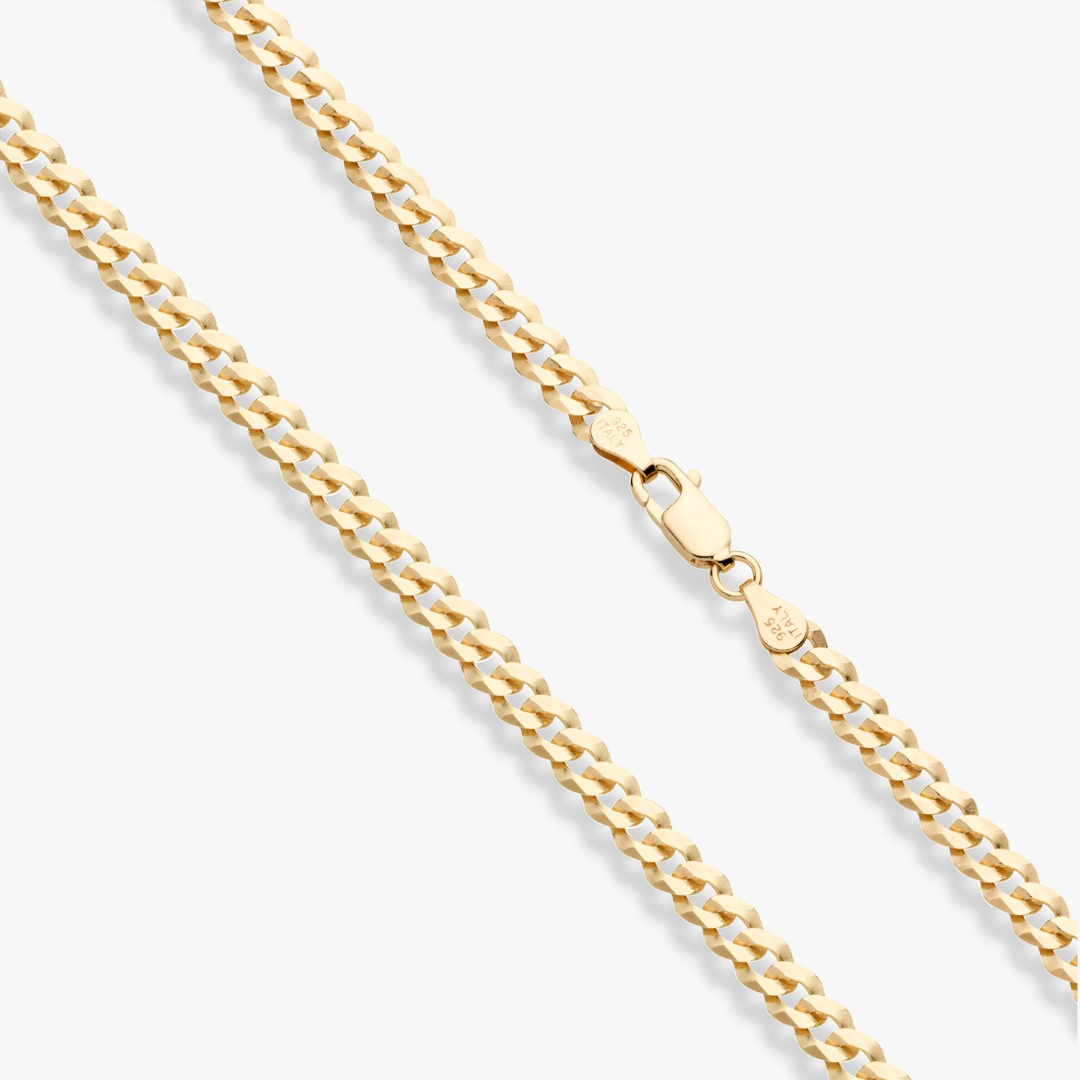 Cuban Chain Necklace in 18K Gold Over Sterling Silver, 5mm