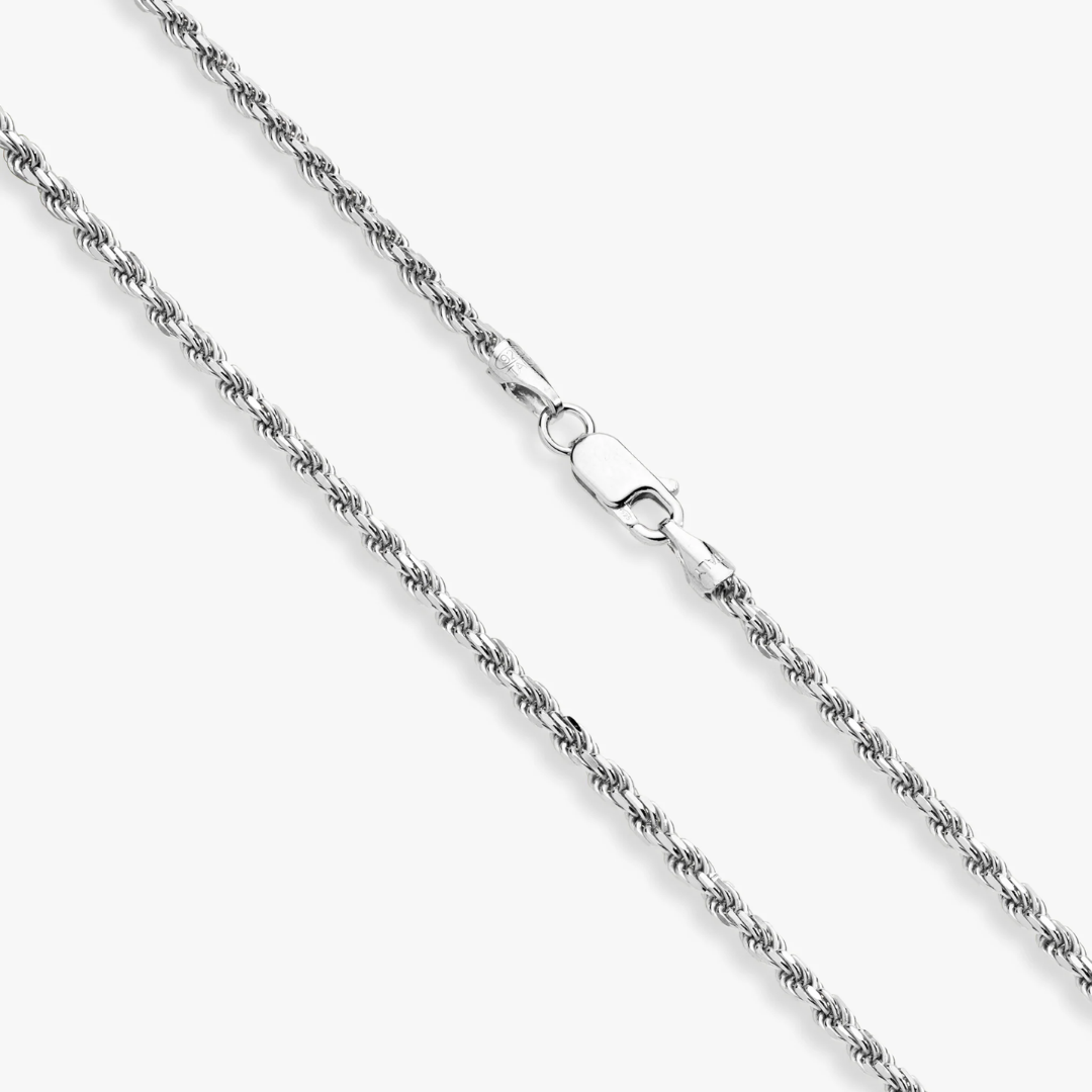 Rope Necklace in Sterling Silver, 3mm