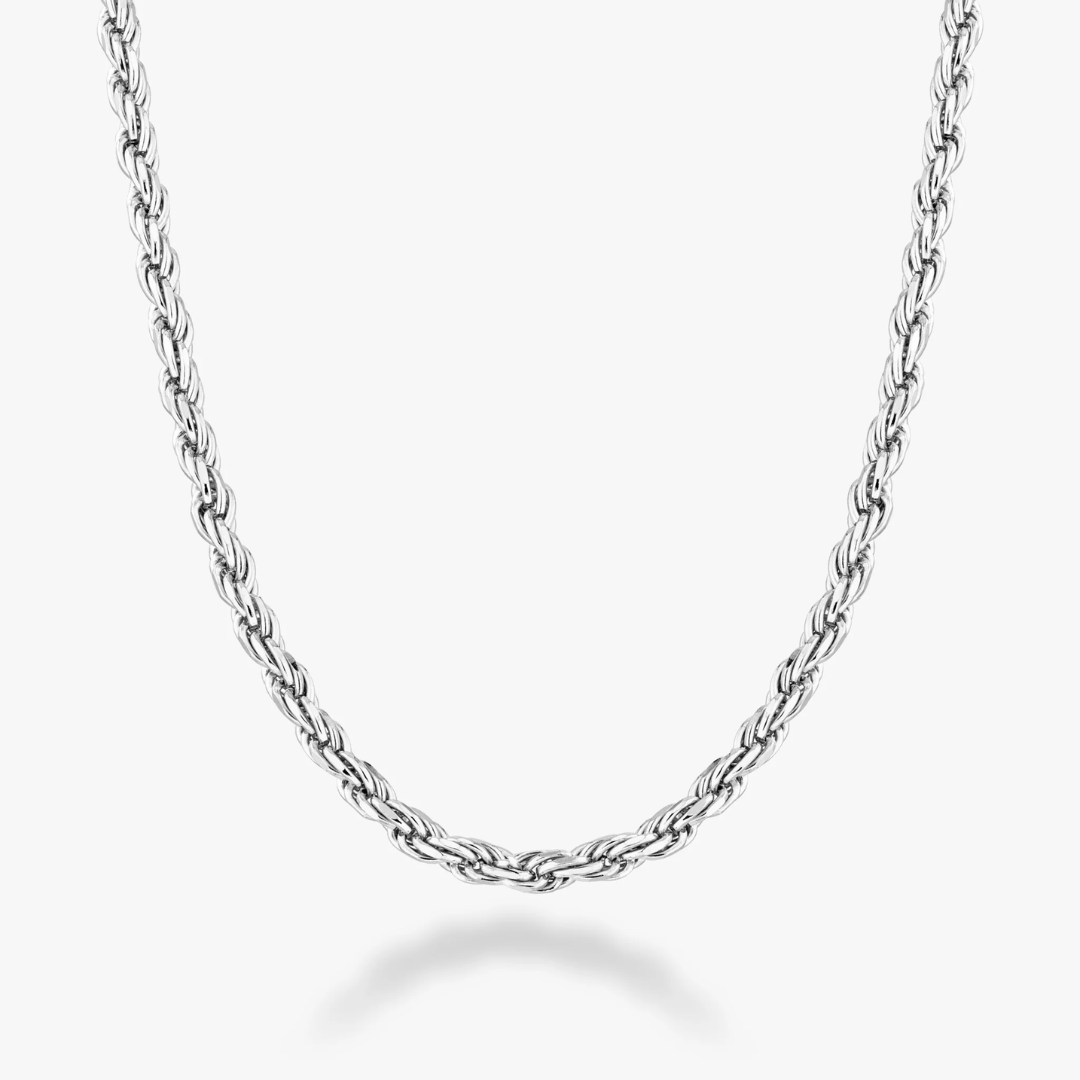 Rope Necklace in Sterling Silver, 3mm