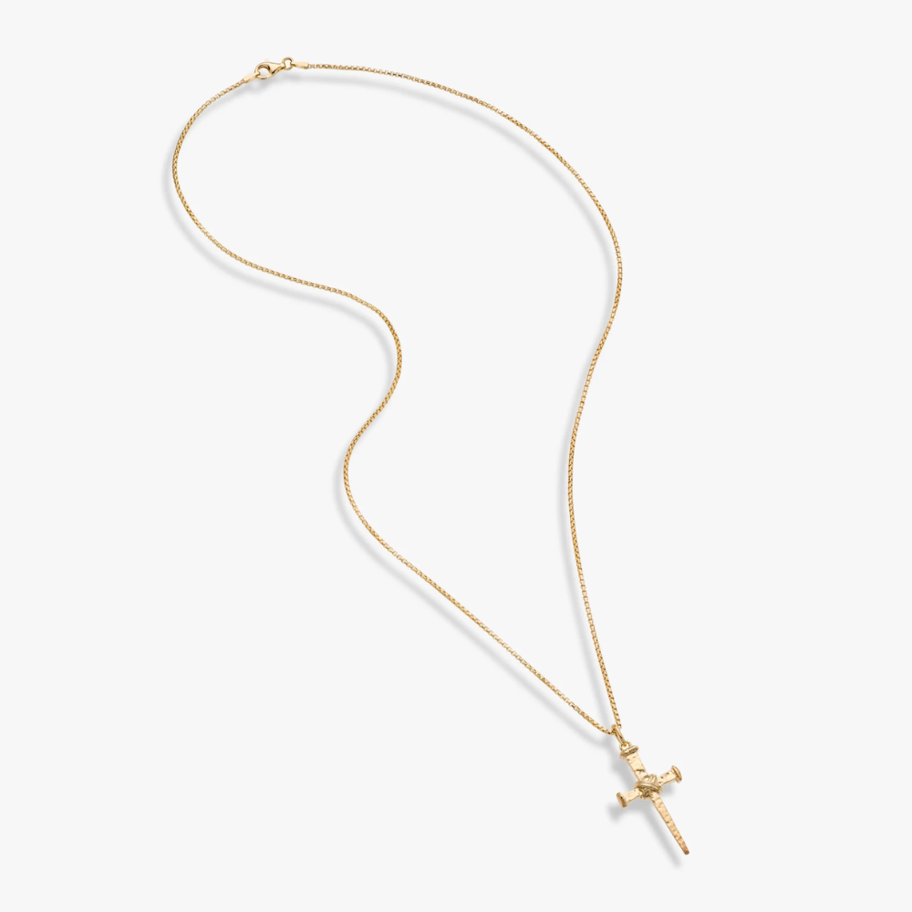 Rope Wrap Nail Cross Pendant Necklace in 18K Gold Over Sterling Silver