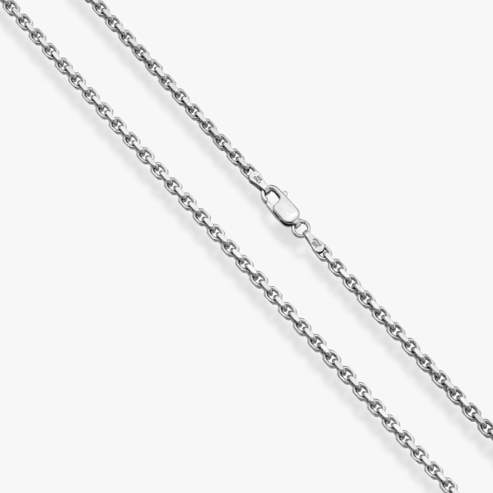 Open Box Chain Necklace in Sterling Silver, 3mm