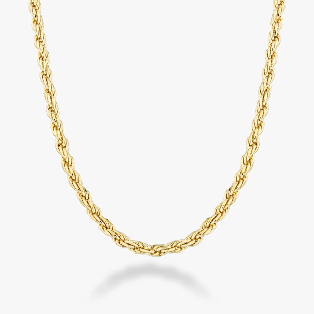 Rope Necklace in 18K Gold Over Sterling Silver, 2mm