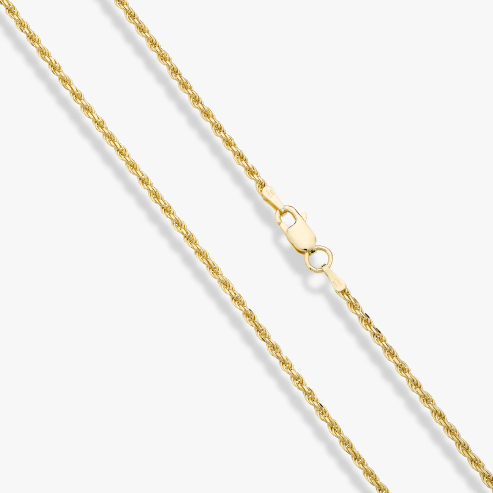 Rope Necklace in 18K Gold Over Sterling Silver, 2mm