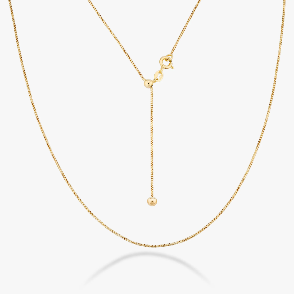 Adjustable Bolo Box Necklace in 18K Gold Over Sterling Silver, 1mm