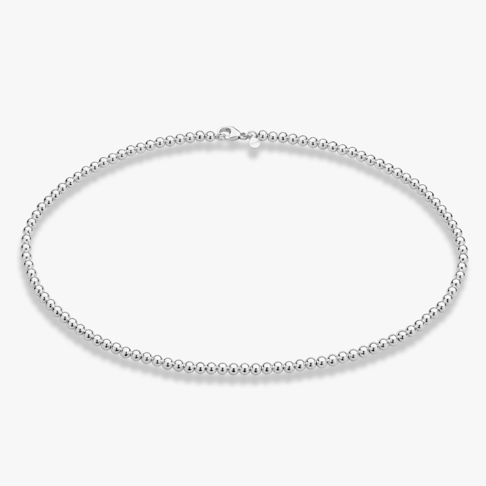 Bead Strand Necklace in Sterling Silver, 4mm