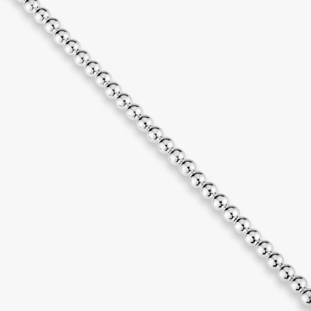 Bead Strand Necklace in Sterling Silver, 4mm