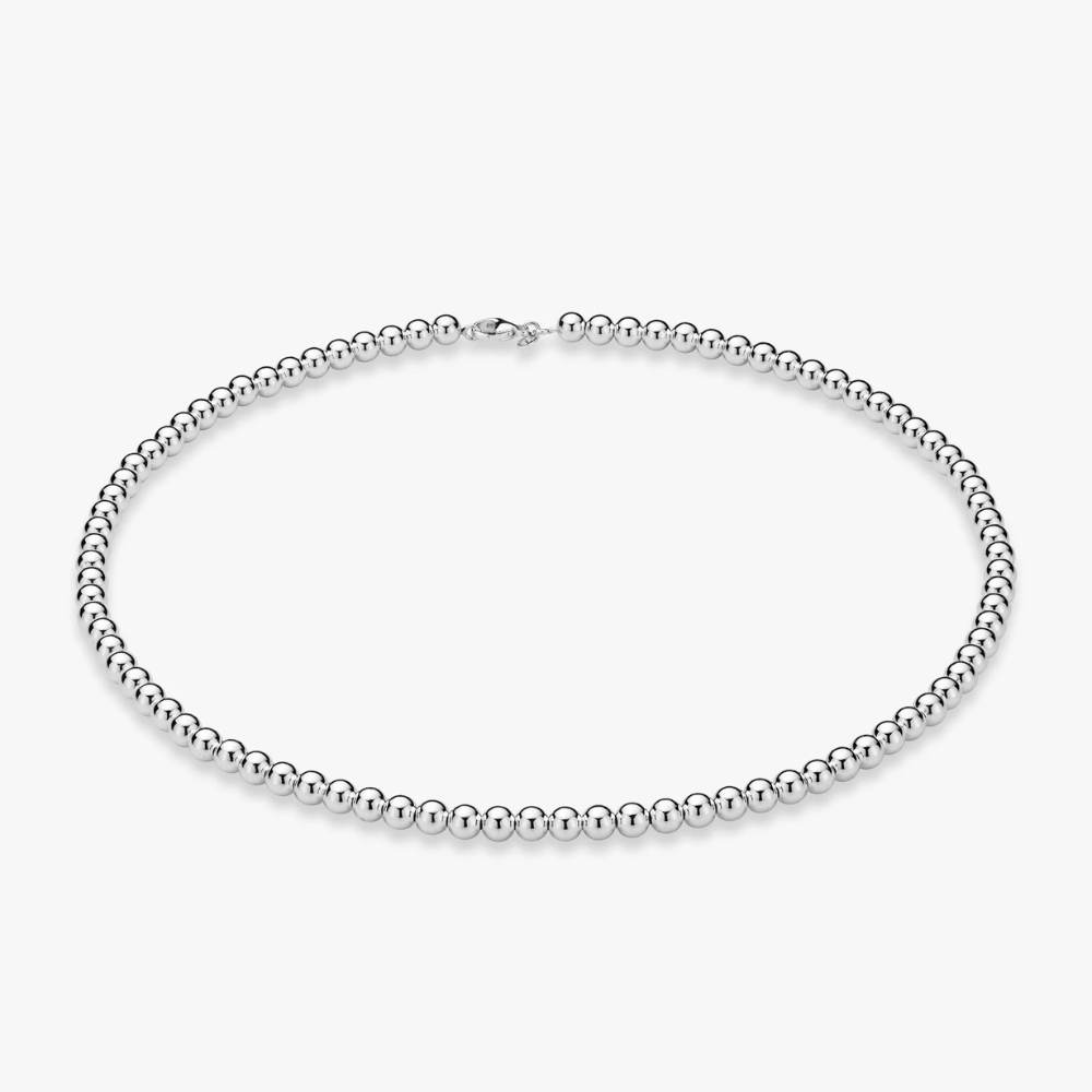 Bead Strand Necklace in Sterling Silver, 6mm