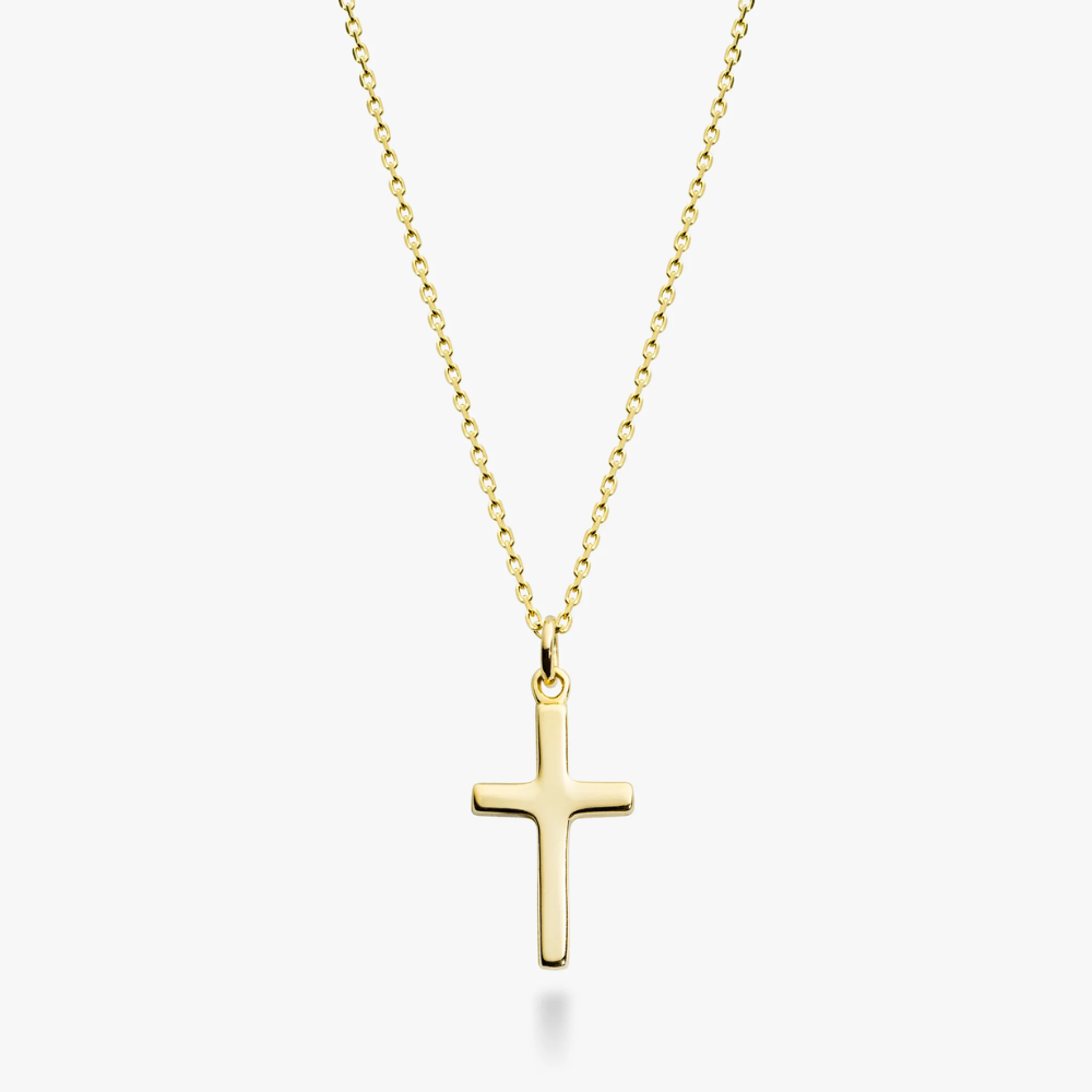Cross Pendant Necklace in 18K Gold Over Sterling Silver