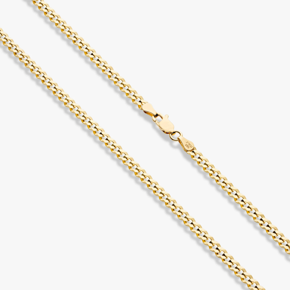 Cuban Chain Necklace in 18K Gold Over Sterling Silver, 3.5mm