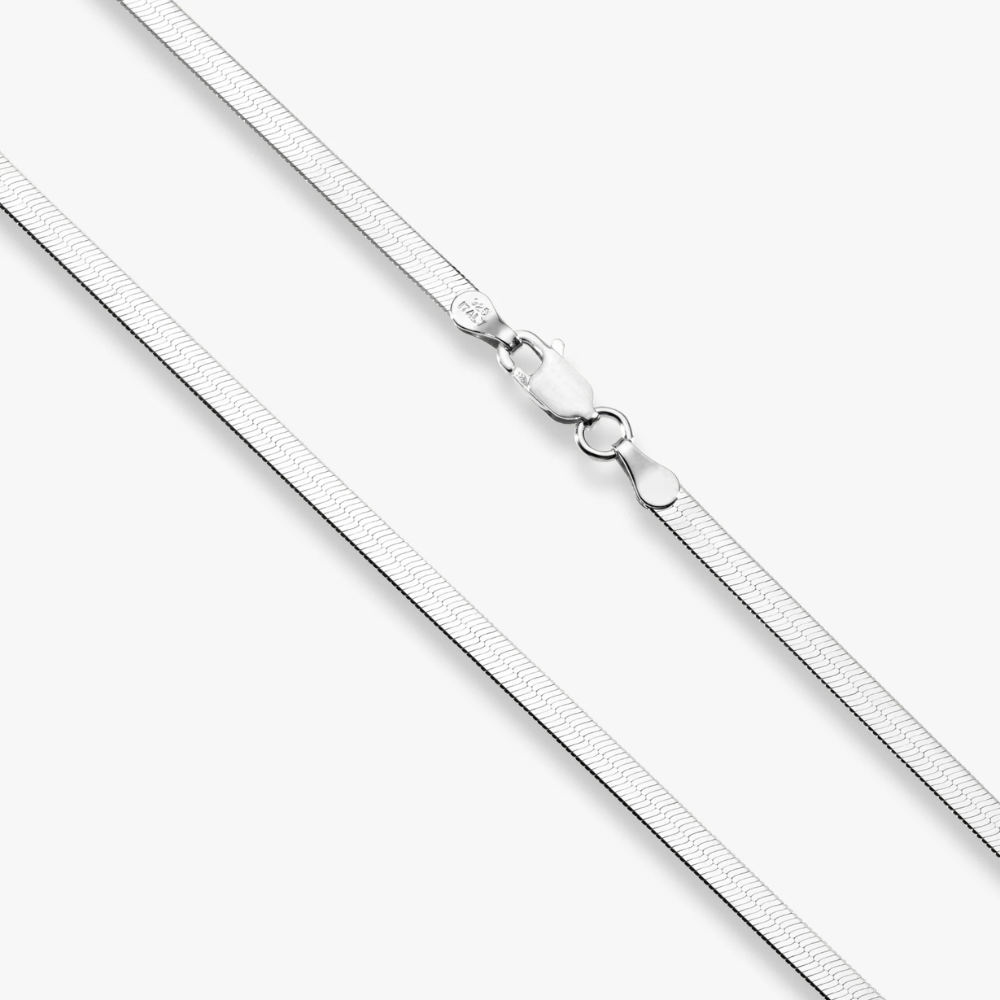Herringbone Necklace in Sterling Silver, 3.5mm