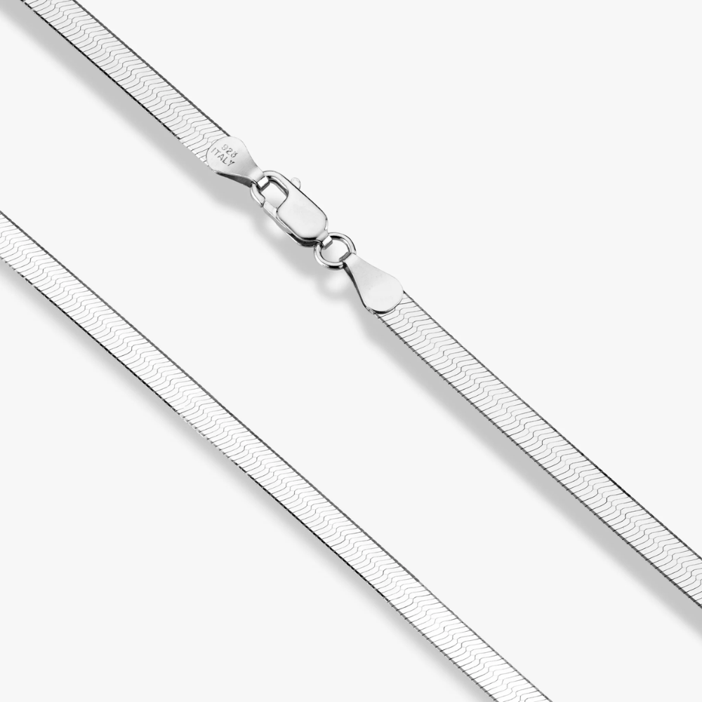Herringbone Necklace in Sterling Silver, 4.5mm