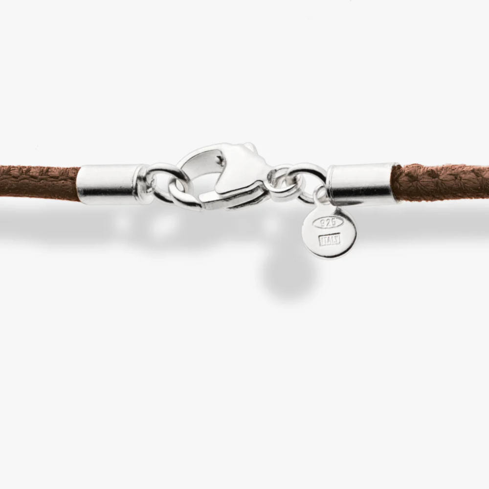 Brown Leather Cord Necklace with Sterling Silver Clasp, 2mm