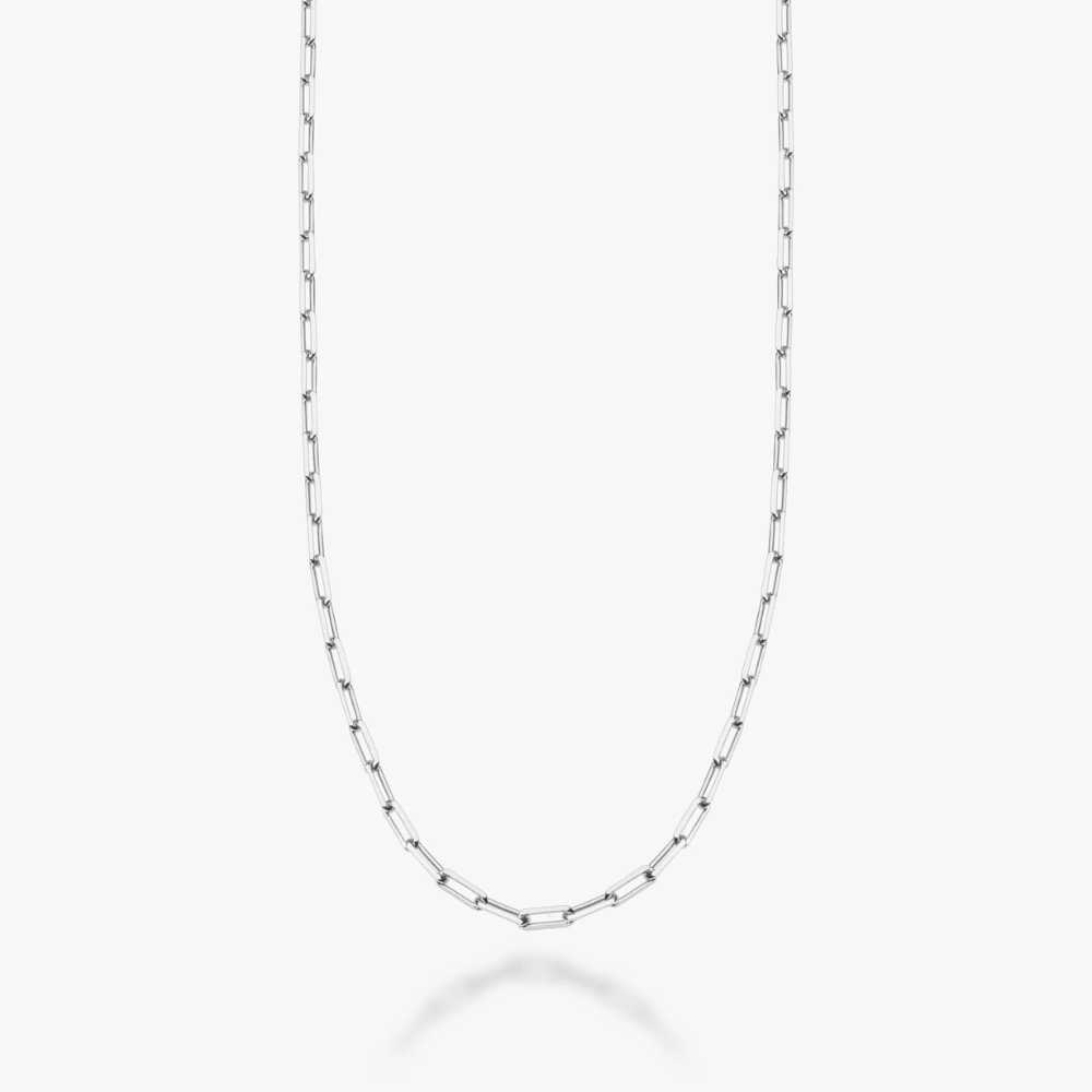 Classic Paperclip Chain Necklace in Sterling Silver, 2mm