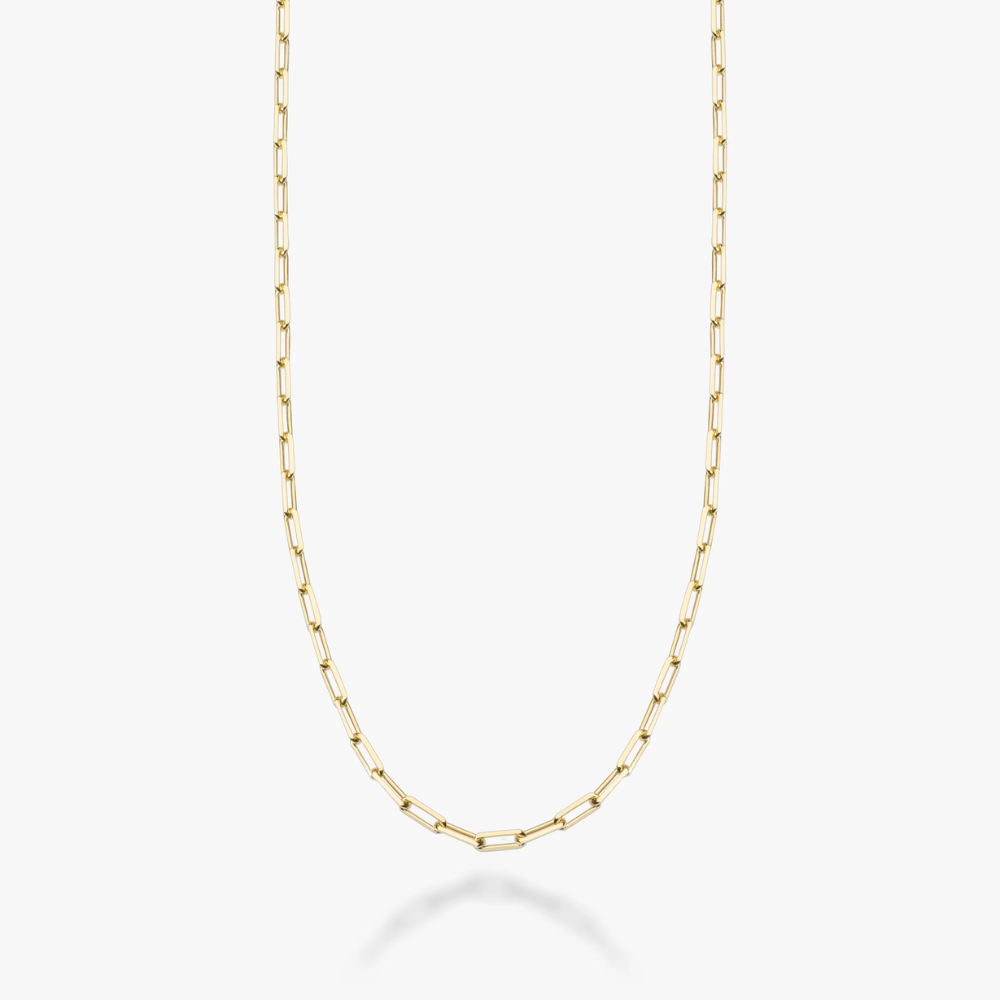 Classic Paperclip Chain Necklace in 18K Gold, 2mm