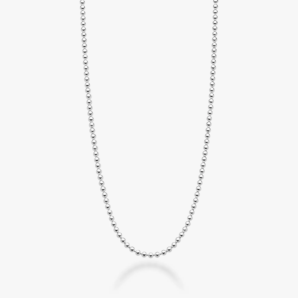 Bead Strand Necklace in Sterling Silver, 2mm