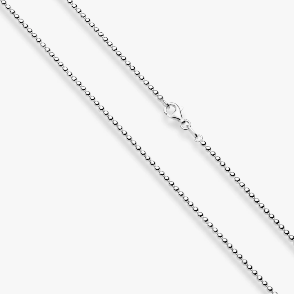 Bead Strand Necklace in Sterling Silver, 2mm