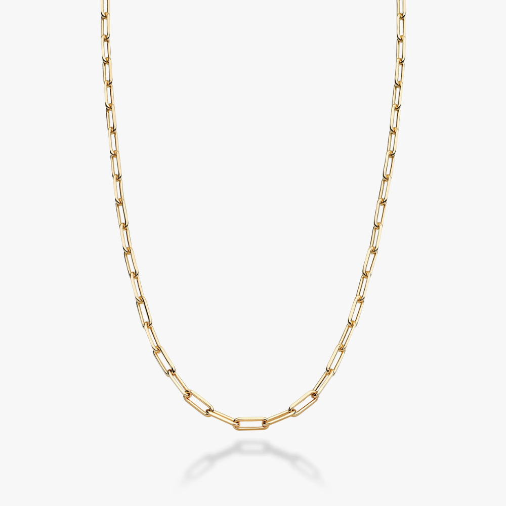 Classic Paperclip Chain Necklace in 18K Gold, 2.5mm