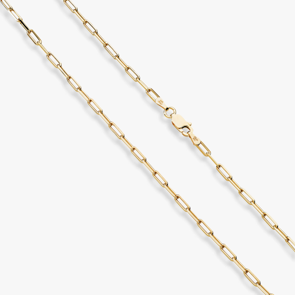 Classic Paperclip Chain Necklace in 18K Gold, 2.5mm