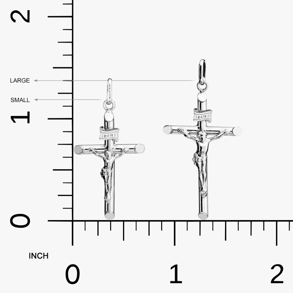Crucifix Cross Pendant Necklace in Sterling Silver, Small