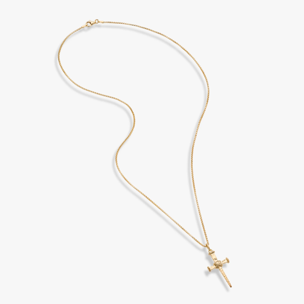 Rope Wrap Nail Cross Pendant Necklace in 18K Gold Over Sterling Silver