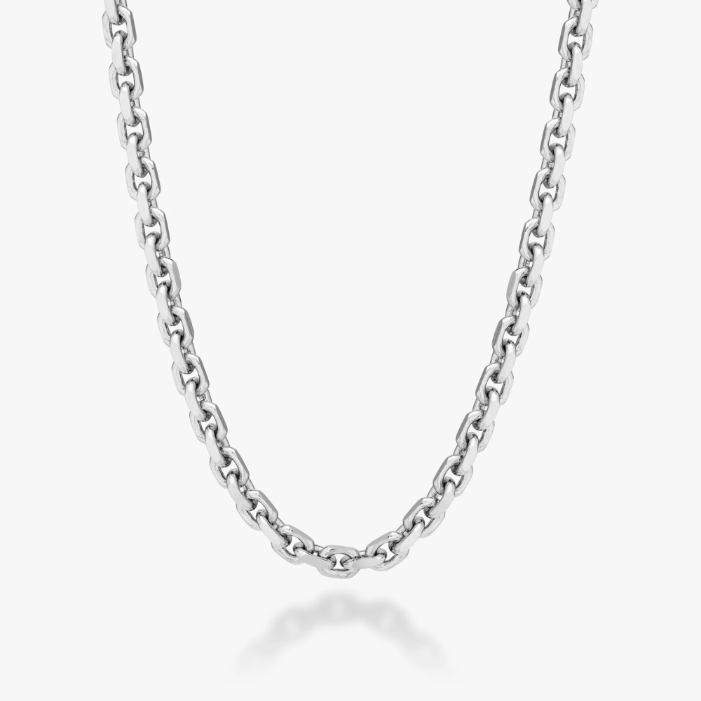 Open Box Chain Necklace in Sterling Silver, 3mm