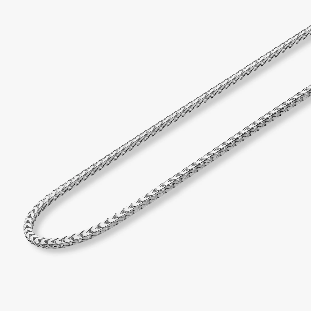 Franco Square Box Chain Necklace in Sterling Silver, 2.5mm
