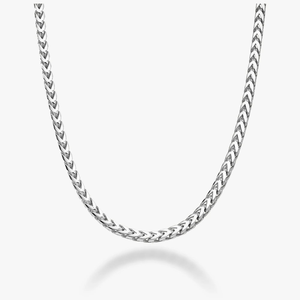 Franco Square Box Chain Necklace in Sterling Silver, 2.5mm