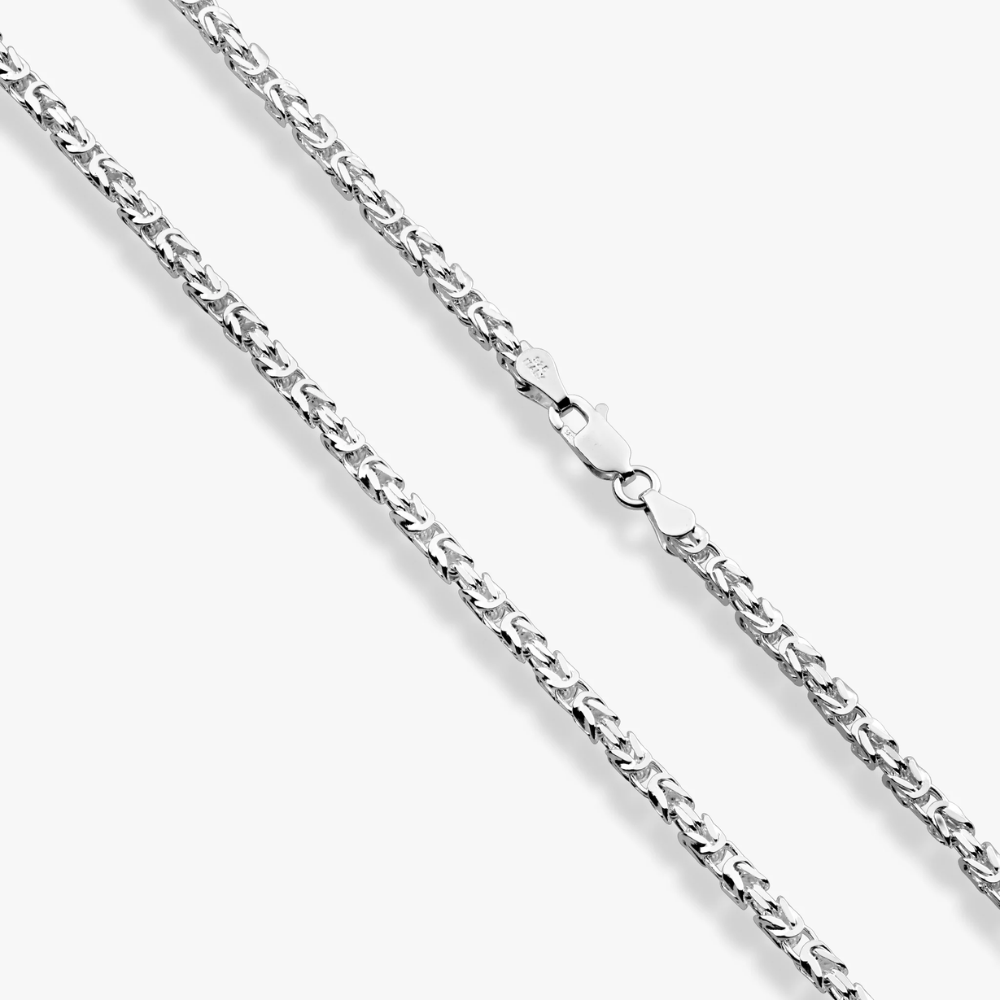 Square Byzantine Necklace in Sterling Silver, 3mm
