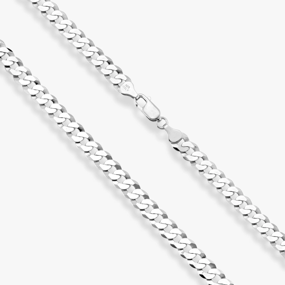 Cuban Chain Necklace in Sterling Silver, 7mm