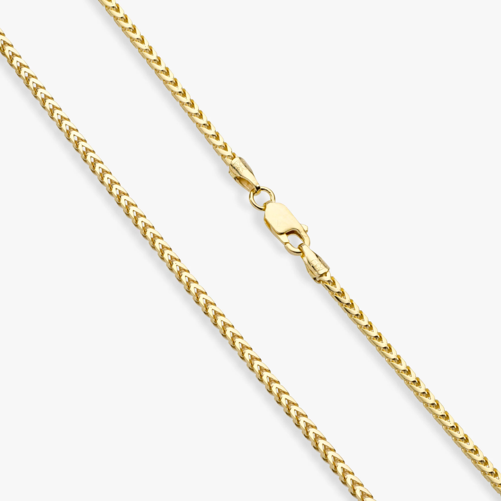 Franco Square Box Chain Necklace in 18k Gold, 2.5mm