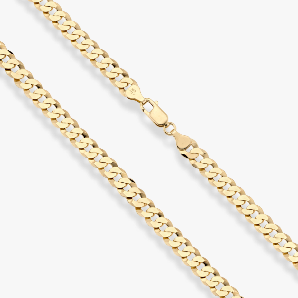 Cuban Chain Necklace in 18k Gold, 7mm