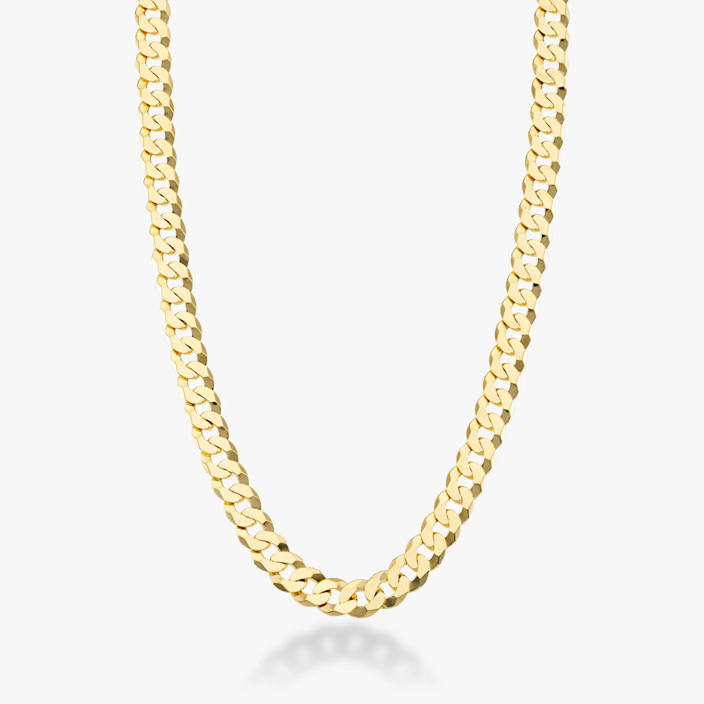 Cuban Chain Necklace in 18k Gold, 7mm