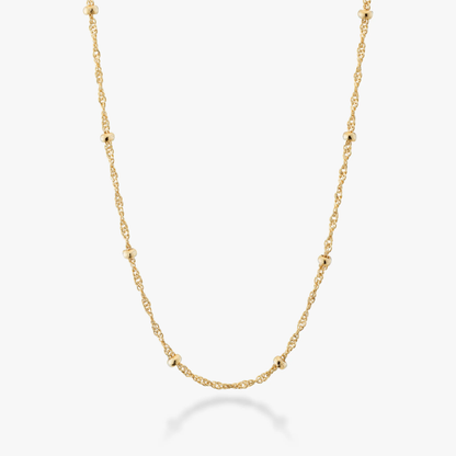 Singapore Bead Necklace in 18K Gold Over Sterling Silver