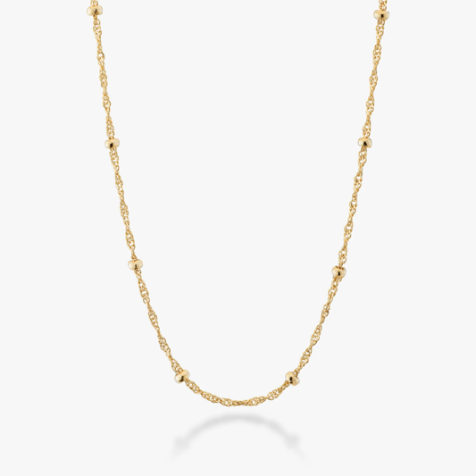 Singapore Bead Necklace in 18K Gold Over Sterling Silver