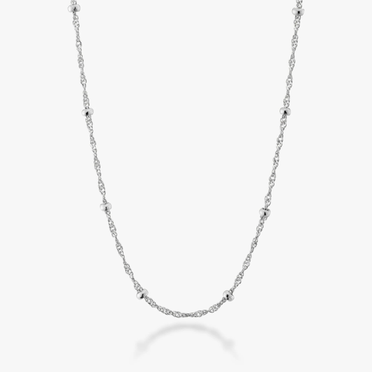 Singapore Bead Necklace in Sterling Silver