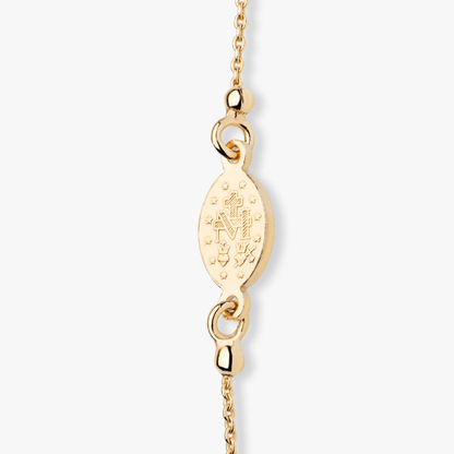 Rosary Sideways Cross Necklace in 18K Gold Over Sterling Silver