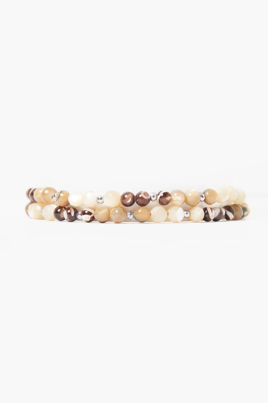 MOTHER OF PEARL & ABALONE NATURAL WRAP BRACELET