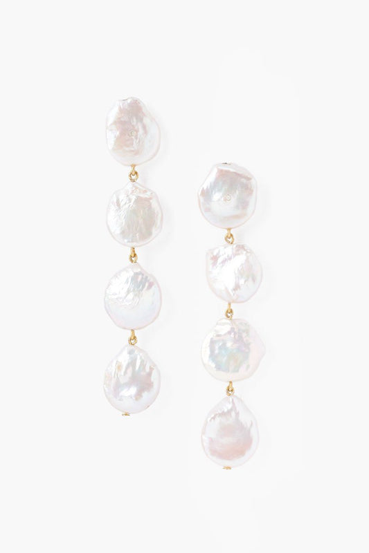 TIERED WHITE KESHI PEARL DROP EARRING