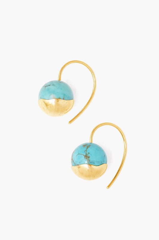 GOLD DIPPED TURQUOISE SPHERE EARRING