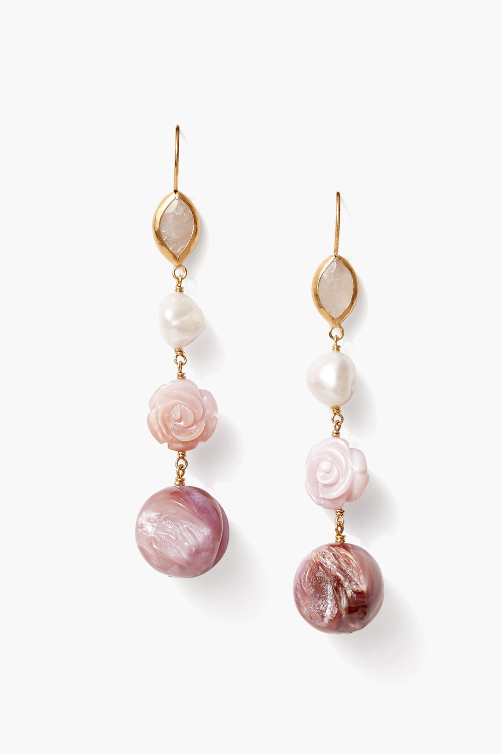 MODERN ROMANCE MOTHER OF PEARL ROSE EARRING