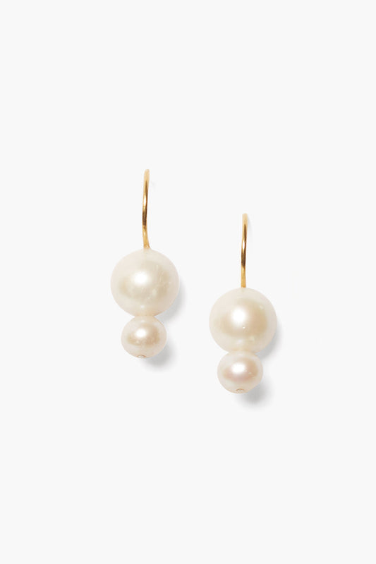 WHITE PEARL DOUBLE DROP EARRINGS