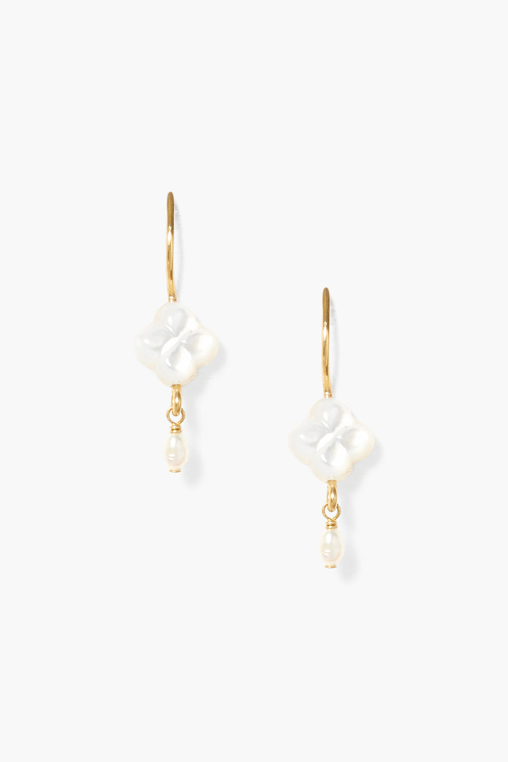 WHITE MOTHER OF PEARL CLOVER DROP EARRING